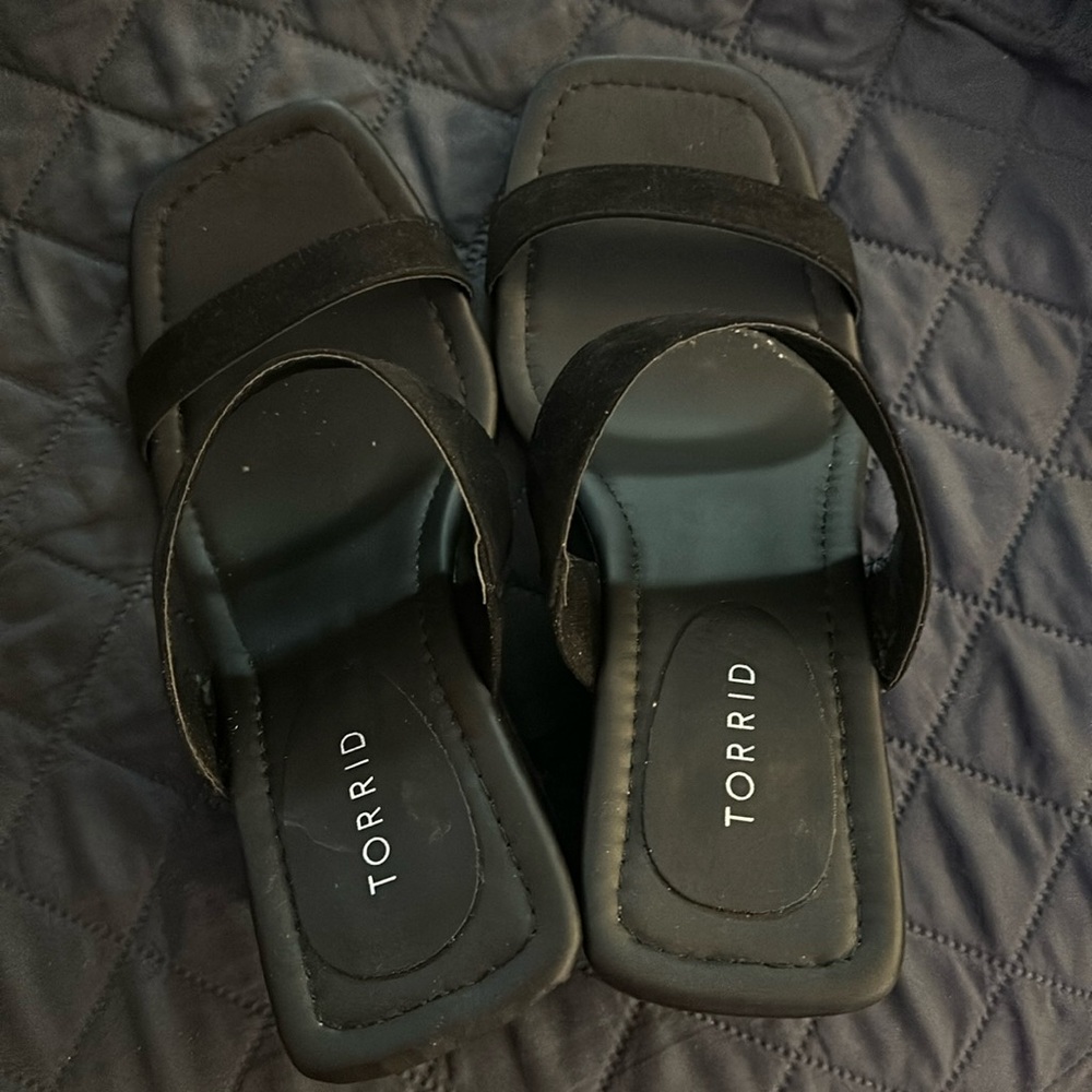 ***FLAWED **Torrid WEDGE SLIDE SANDAL - BLACK ;Size: 12WW
